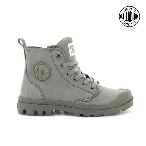 Palladium Pampa Hi Zip Nubuck Women's Boots Grey | UK M328-UHQ